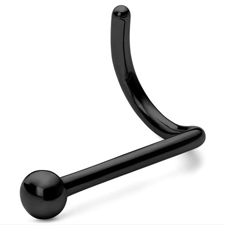 Tornillo para la nariz en espiral con bola de acero quirúrgico negro de 6 mm para hombres - Joyas para piercing en la nariz