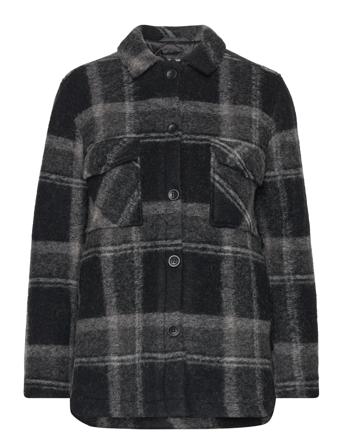 W Kelly Wool Shirt Jkt-137 Check Black Peak Performance