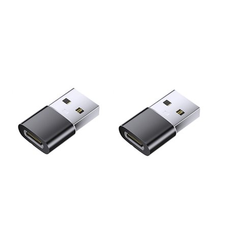 2-pack USB-C hona till USB-A hane adapter med högglansig finish - Konvertera USB-C portar till USB-A för datorer, laddar