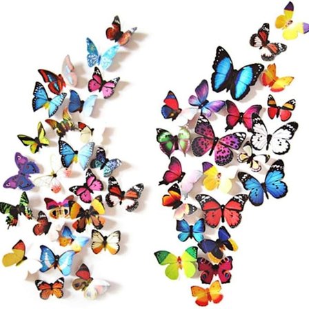 80 stk. sommerfugl vægklistermærker - 3D sommerfugl vægdekoration aftagelig KLB