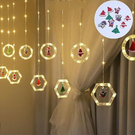 Jul Fönsterlampor 3m X 0.7m Led Slinga Ljusgardin Med 8 Lägen Juldekoration För Inomhusfest Bröllop Sovrum (varmvit) A927-20