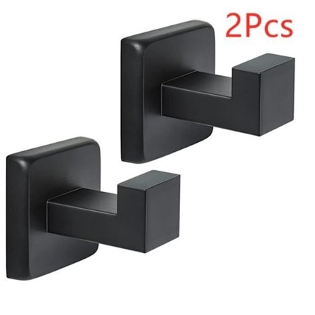 (Svart) Håndklekroker - Svart - Metall - 2 stk - Moderne firkantet design - Innendørs bruk