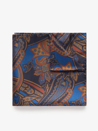 John Henric Men's Blaues Einstecktuch Paisley Size