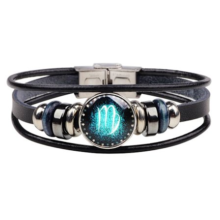 Wekity Constellation Flätad Rep Armband - Punk Legering Läder Armband - Handvävd Flätad Rep Armband Punk Kedja Manschett