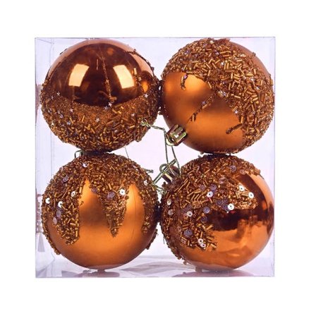 4stk Juletrehengekuler Julekule BRUN