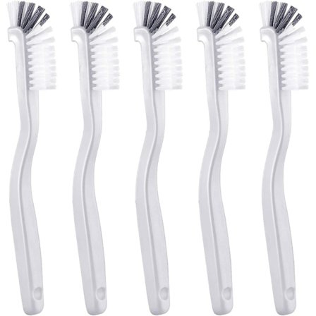 5-delt (hvit og svart) rengjøringsbørste for oppvask, kjøkkenvask, baderomsbørster, husholdningspanne, oppvaskmaskin, kantkanter, fugemasse, 