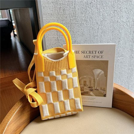 Chain Shoulder Crossbody Bag Naisten neulottu käsilaukku KELTAINEN