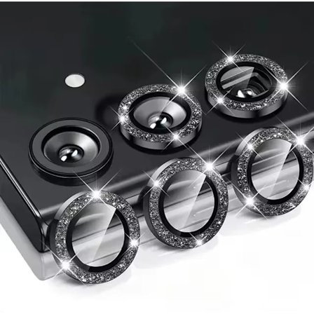 3Rings Glitter Kameralinsskyddsfilm För Samsung Galaxy S24 FE S24Plus S24+ S23FE S23 Plus S23+ Metall Glas Diamantlock
