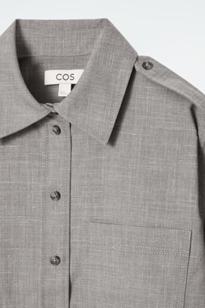 COS Femme Chemise Regular À Épaulettes En Laine in Beige