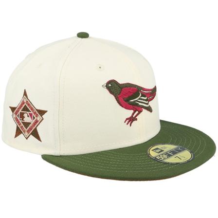 New Era - MLB White fitted Caps - Baltimore Orioles Tropical Olive 59FIFTY 93 All Star Game Chrome/Olive Fitted @ Hatstore
