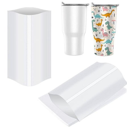 8X12 tommer sublimeringskrympefolie, 60 stk. hvid sublimeringskrympefolie til tumblere, krus, kopper og mere