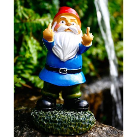 Morsomme hagealver Fargerike hagepynt Dobbel langfinger Utendørs frekk nissefigur i harpiks Gave 13,97 cm