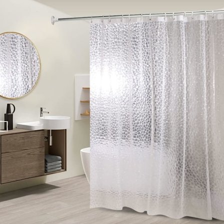 Bruseforhæng 3D Semi Transparent EVA Vandtæt Skimmelbestandig Badeforhæng Miljøvenligt Vaskbart Badeforhæng, 180x200cm(72"x79")