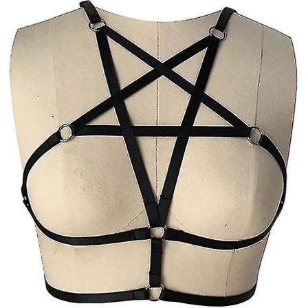 2 kpl Sexy Women Valjaat Riimu Pentagram Vartalovaljaat Rintaliivit Häkkirintaliivit Cupless Rintaliivit Punk Gothic Style Strappy Bralette