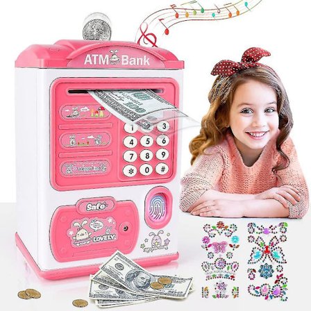 Pengekasse til børn piger, elektronisk pengeskab sparegris til børn adgangskode pengeautomat