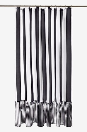 Jotex - Bruseforhæng Flæset Sort/elfenben - ANDREA - Køb Badeforhæng hos Jotex