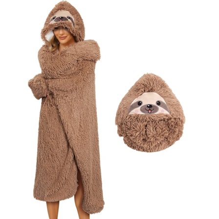 Varm och söt vuxen bärbar huvtröja filt supermjuk huvtröja vinter varm fleece bekväm plysch tecknad djur cape filt