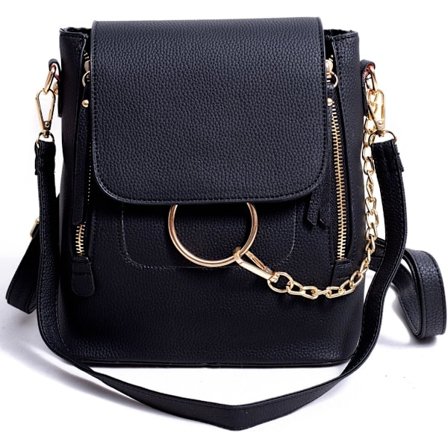 ORRY Dame Crossbody Kæde Rygsæk Håndtaske Lille Pu Designer Læder Skuldertaske til Kvinder Sort