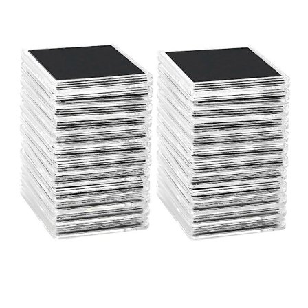 50 stk. møntkapsler, møntsnapholdere med 5 størrelser sorte pakninger 20/25/30/35/40 mm, klare møntetuier