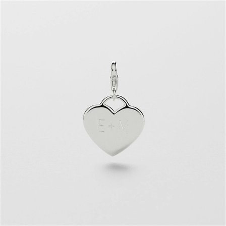 Heart Charm Gravyr - Sterling Silver - Safira