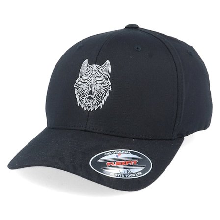 Iconic - Zwart flexfit Cap - Stylistic Wolf Black Flexfit @ Hatstore