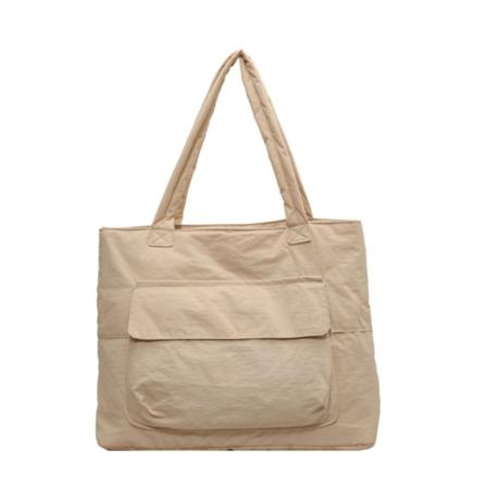 Fasjonabel nylon håndveske Glidelåslukking skulderveske Flott for daglig bruk Beige