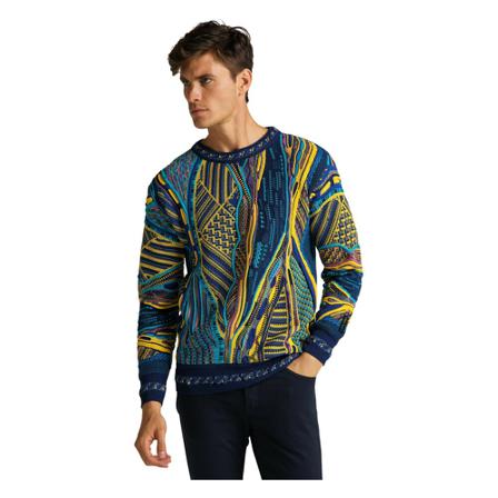 Carlo Colucci, Knitting sweater Blauw, Heren, Maat:3XL
