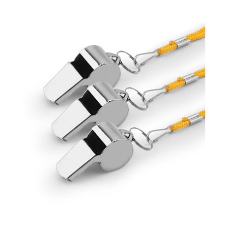 Sett med 2 sportsfløyter i rustfritt stål med snor - Høy lyd