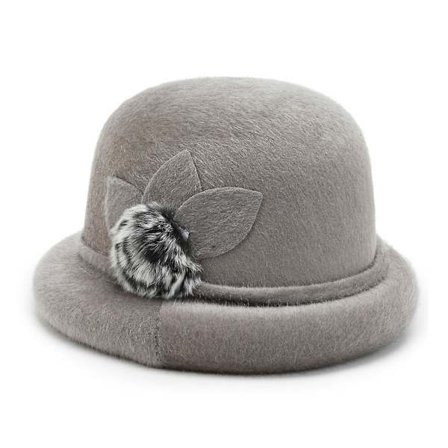 Rund hat til kvinder Bucket Vintage Hat Flower Accent Khaki