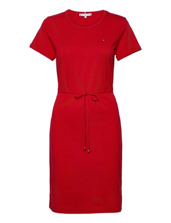 Th Cool C-Nk Short Dress Ss Knælang Kjole Rød Tommy Hilfiger