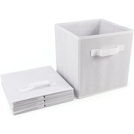 Pakke med 4 sammenleggbare oppbevaringsbokser 27x27x28cm sammenleggbar boks uten lokk for romdelere eller hyller