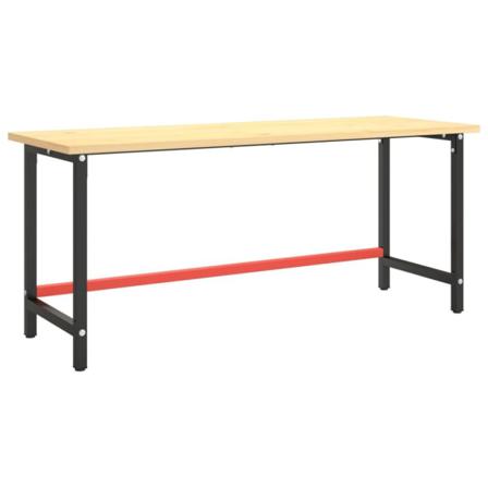 Vidaxl Ram För Arbetsbänk Svart Och Matt Röd 180x57x79 Cm Metall Svart