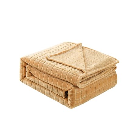 Enkel enfärgad rutig flanell fyrkantig filt för soffa säng, mjuk mysig varm rutig fleecefilt för dubbelsäng/full säng, kontorsfilt (gul, 1