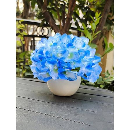 LED Blå Hortensia Blomsterpotte Lys - Batteridrevet Simuleret Landskab Dekorativ Bordlampe