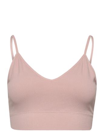 Bra Seamless Rib Top Lingerie Bras & Tops Soft Bras Tank Top Bras Vaaleanpunainen Lindex