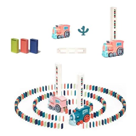 60 stk Automatisk Domino Tog Leke - 2023 Oppgradert Elektrisk Tog Dominosett