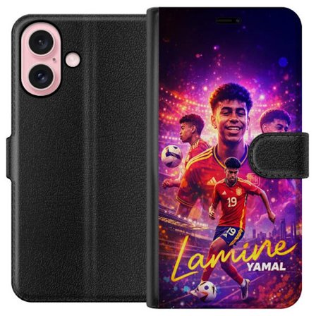 Yhteensopiva Lompakkokotelo Apple Apple iPhone 16 Lamine Yamal jalkapallo juliste Espanjan maajoukkueen pelipaidassa dynaamisella liikkeellä, värikk