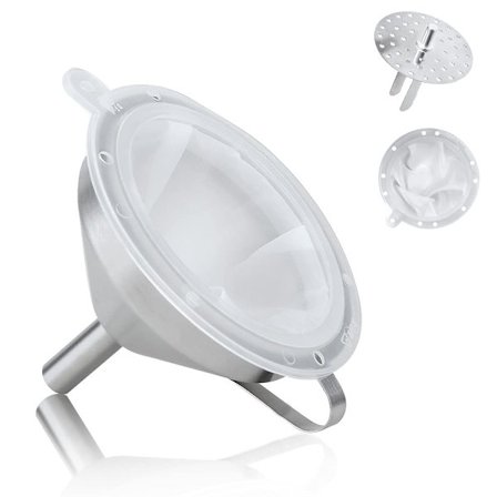 5 tommers rustfritt stål trakt og 300 mesh filter + 1 avtagbar S