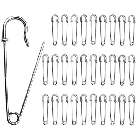 Säkerhetsnålar, kraftiga filtnålar 30 st, robust säkerhetsnål för filtar, hantverk, kjolar, kiltar (silver)