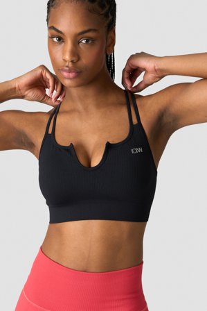 ICANIWILL - Ribbed Define Seamless Strappy Bra Black - Dame - ICIW