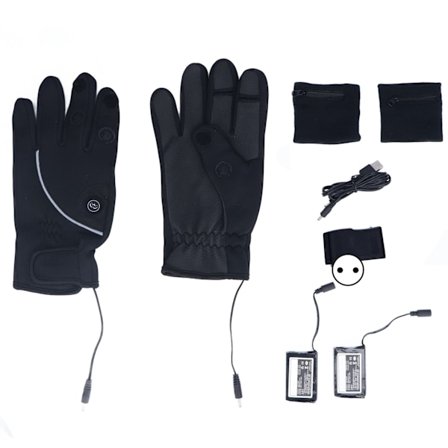 Genopladelige Opvarmede Handsker Elektriske Batteri Varme Handsker til Mænd Kvinder Motorcykel Vandring Cykling Camping XL Sort EU Stik 100‐240V