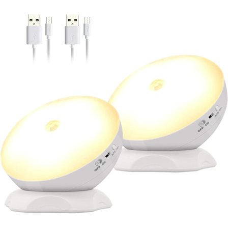 Rechargeable Motion Sensor Light, 360 Degree Rotating Motion Activated With 3 Modes, Magnetic Light (2pcs)