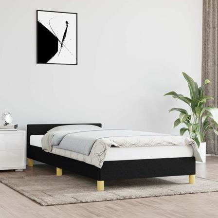 Vidaxl Sängram Med Huvudgavel Svart 90x190 Cm Tyg Svart
