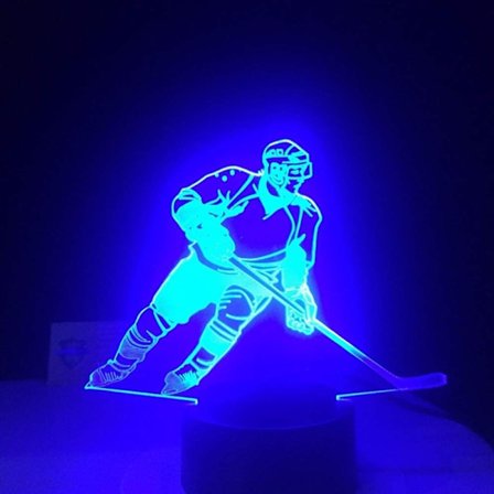 3D Ishockey Spelare Nattlampa Illusion 7 Färgförändring