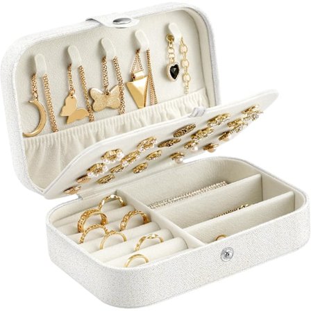 Resväska för smycken, smyckesförvaring, resefodral för halsband, ringar, armband, örhängen, smyckeskrin, present till flickor och kvinnor
