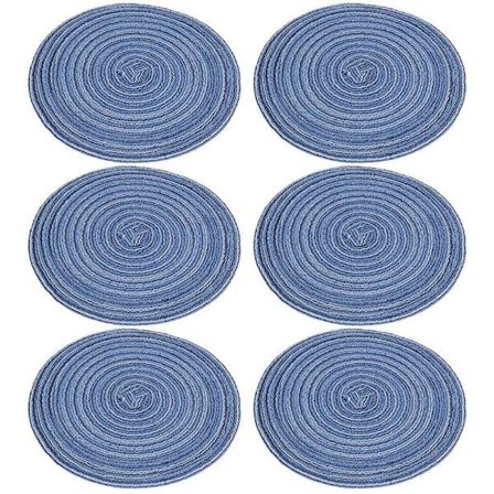6 stk Gryteunderlag Stor Vevd Flettet Gryteunderlag, Bomullstråd Vev Kopp Underlag Varmt Gryteunderlag Pad Matte Blå