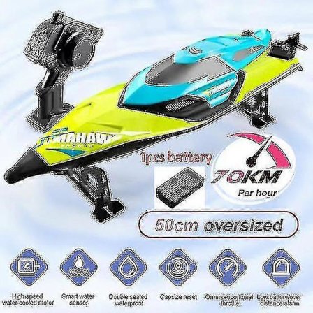 50 cm stor RC-båt 70 km/h Professionell fjärrkontroll Höghastighetsracerbåt Uthållighet 20 minuter Barnpresenter Leksaker Kompatibel med gu
