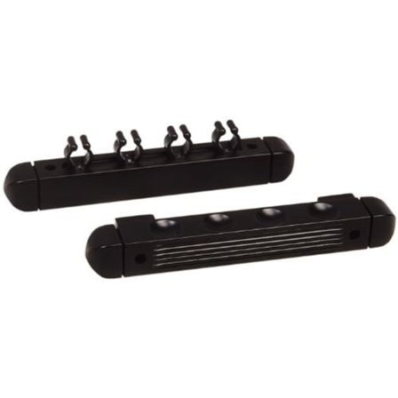 Veggmontert biljardkøholder 4 hull, svart