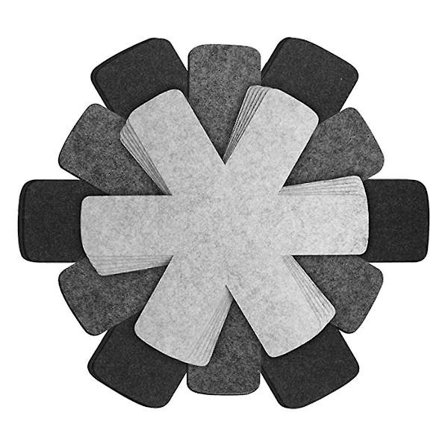 Gryte- og pannebeskyttere, sett med 18, pannebeskyttere for stabling, grytedeler pads, 3 forskjellige størrelser