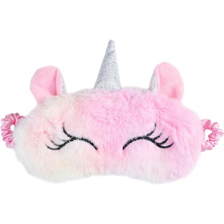 1 STK Enhjørning Sovemaske, Søt 3D Dyreøyemaske, Myk Plysj med Silke Tegneserie Sovemaske